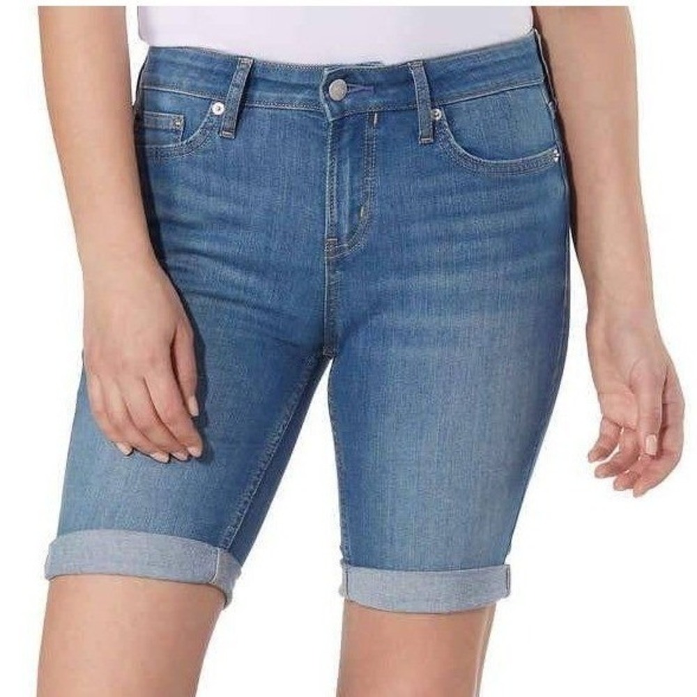 CALVIN KLEIN Jeans Tulip Blue City Shorts Size 6 Cuffed Denim Bermuda Jorts NWT